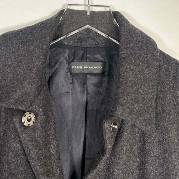 Club Monaco Women's Wool Long Over Coat S Charcoal Gray Snap Button Winter - Picture 7 of 8